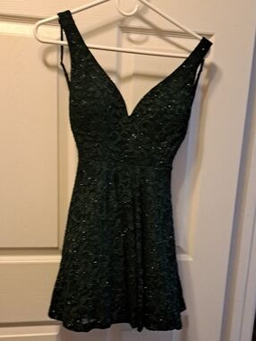 Darling Emerald Green Lace V-Neck Mini Dress